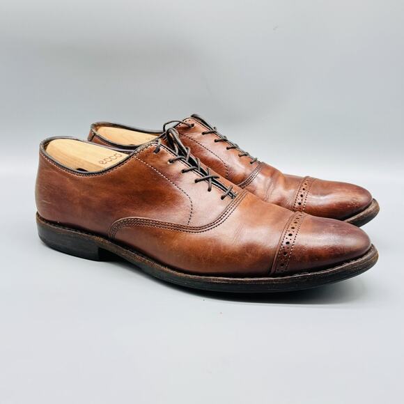 Allen Edmonds Shoes Mens 10.5 Brown Leather Fifth Avenue Cap Toe Oxford Dress - Picture 2 of 11